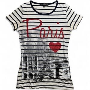 Parisian Mariniere/Breton striped shirt with Eiffel Tower design